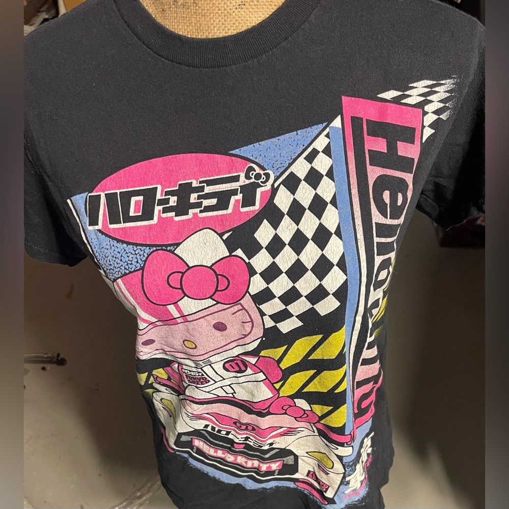 Hello Kitty Black and Pink Racing Graphic Tee